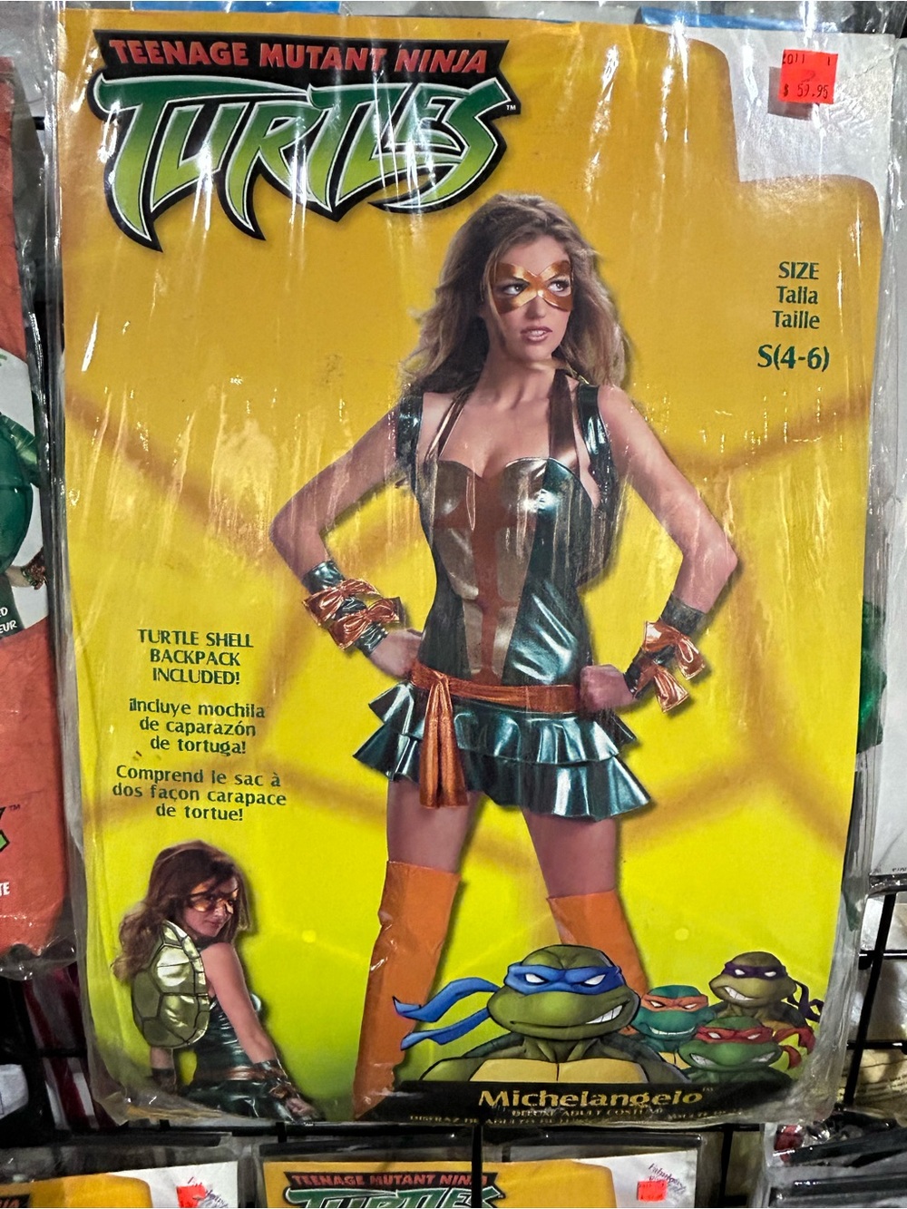 Disguise Michelangelo Women's Costume in Metallic Green and Orange